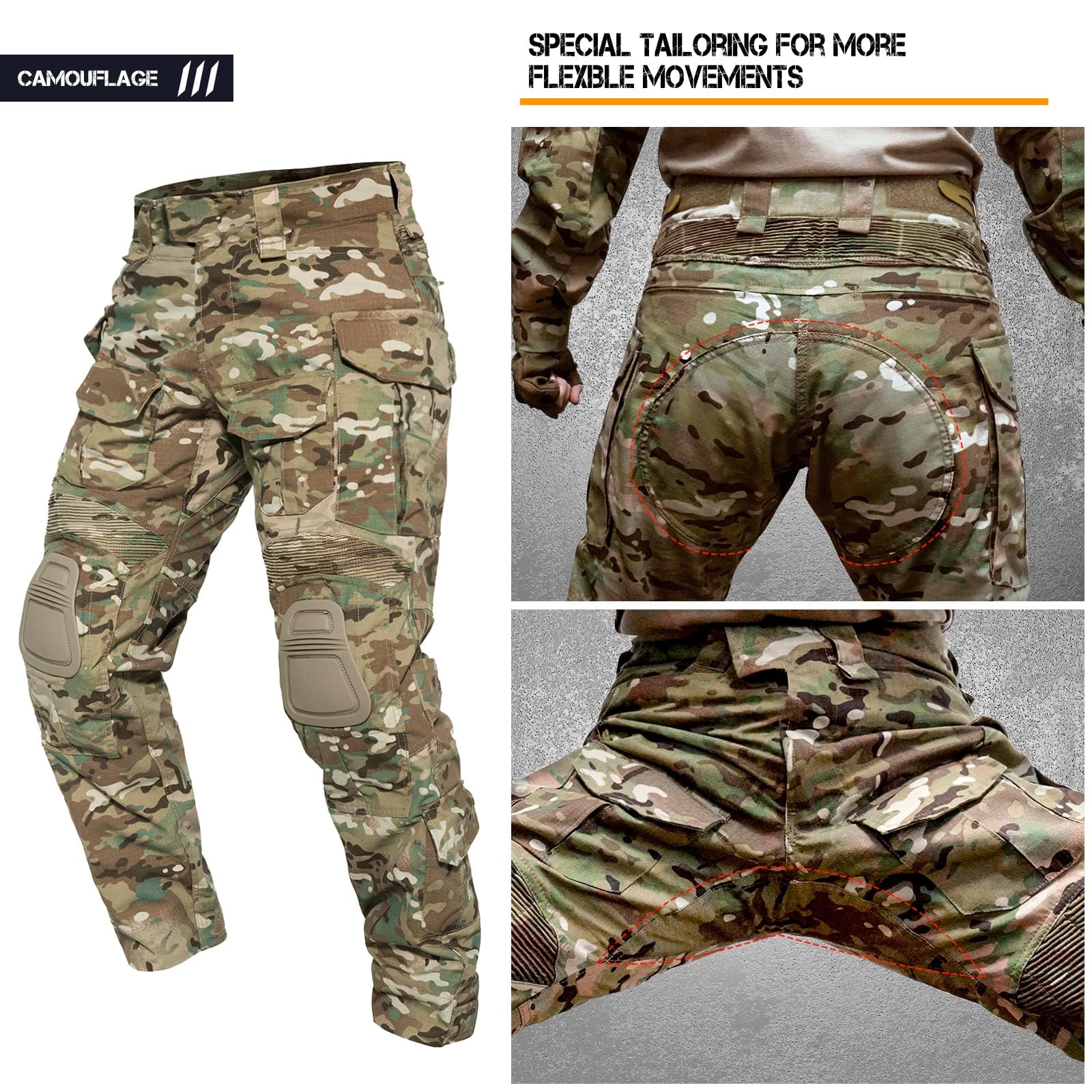 Army Tactical Desert Combat Suits with Knee Pads - G3