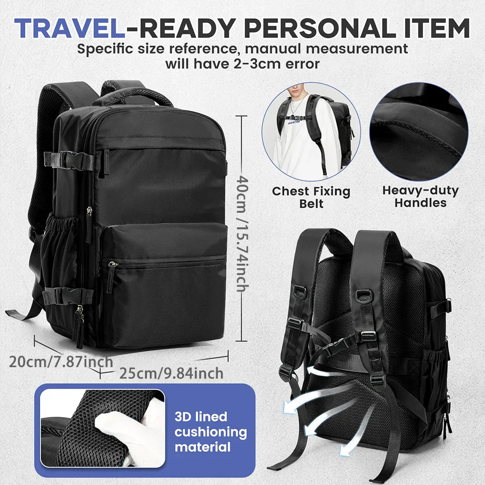 Vacuum Compression Travel Backpack with Pump Black
